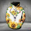 Skull Gift Gift For Hippie Sunflowers Skull Country Hoodie LN