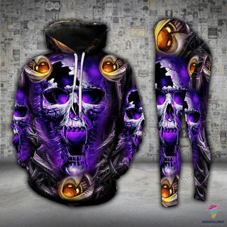 Skull Gift Skull Purple Dungeon US Size Hoodie And Leggings Set LN