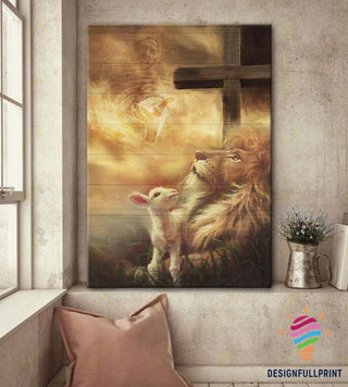 Gift For Christian Jesus Beautiful Lion And Lamb Poster HG