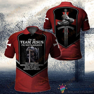 Gift For Christian I Am On Team Jesus I Am Not Religious I Am A Christian The Knight Personalized Polo Shirt NHD