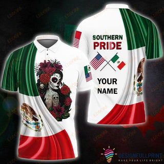 Skull Gift Southern Pride Mexico Skull Personalized Polo Shirt NHD