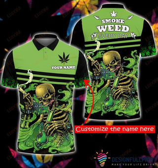 Skull Gift Smoke Pot Leaf Everyday Skull Personalized Polo Shirt NHD