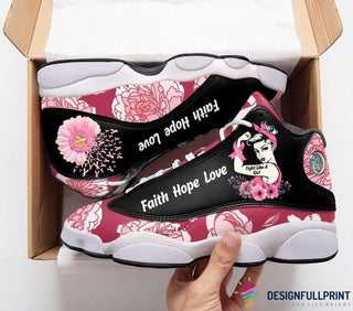 A Pink Ribbon Breast Cancer Faith Hope Love Fight Light A Girl Cancer Awareness JD 13 Shoes HG