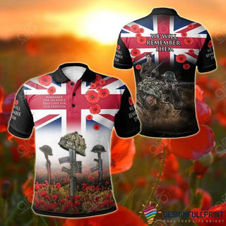 Gift For Veteran Lover We Will Remember Them British Veteran Polo Shirt NHD