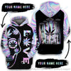 Skull Gift Gift For Hippie Skull Pothead Stoner Hologram Alien Pothead Personalized Pullover or Zipup Hoodie or Long Sleeve Shirt or Tshirt HG