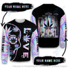 Skull Gift Gift For Hippie Skull Pothead Stoner Hologram Alien Pothead Personalized Pullover or Zipup Hoodie or Long Sleeve Shirt or Tshirt HG