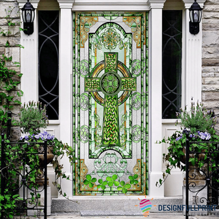 Irish Shop Irish Celtic Knot Cross Green Shamrock Ireland Pride Door Cover NHD