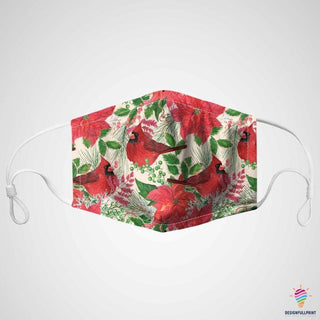 Cardinal Bird Flowers Mask 3 pack LN