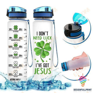 Gift For Christian I Dont Need Luck Ive Got Jesus Four Leaf Clover Water Track Bottle NHD