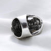 Crystal Antique Silver Gothic Skull Ring