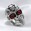 Crystal Antique Silver Gothic Skull Ring