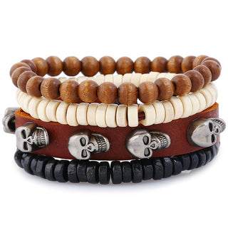 Multi-Layer Punk Skull Leather Bracelet