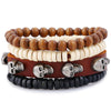 Multi-Layer Punk Skull Leather Bracelet