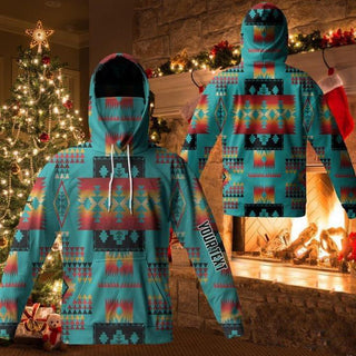 Gift For Native American Personalized Blue Native American Pattern Unisex Bandana Hoodie HG