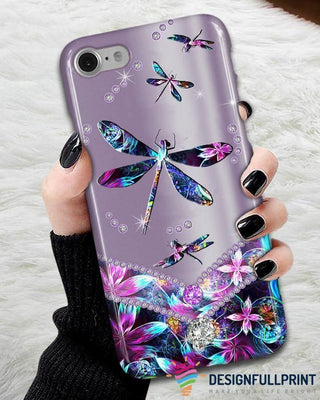Gift For Dragonfly Lover Purple Gemstone An Flower Dragonflies Phone Case HG Silicone Phone Case