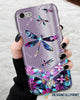 Gift For Dragonfly Lover Purple Gemstone An Flower Dragonflies Phone Case HG Silicone Phone Case
