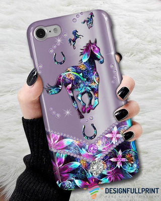 Gift For Horse Lover Purple Gemstone An Flower Horse Phone Case HG Silicone Phone Case
