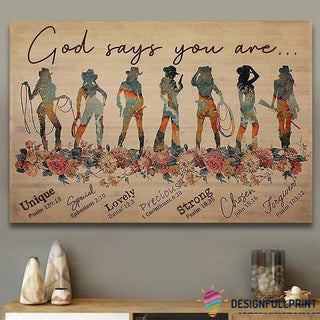 God Says You Are Beautiful Cowgirl Horizontal Poster LN Cowboy Poster Cowgirl Poster