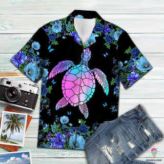 Gift For Turtle Lover Hologram Turtle Hawaii Shirt Button Shirt NHD