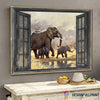 Gift For Elephant Lover African Elephant 3D Window Wildlife Three Elephants Poster HG