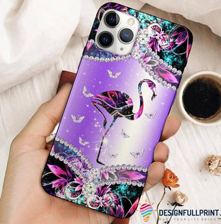 Flamingo Purple Diamond Print Phone Case LN