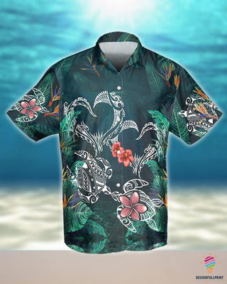 Gift For Turtle Lover Couple Of Turtle Light Blue Hawaii Shirt Button Shirt NHD
