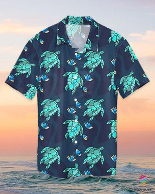 Gift For Turtle Lover Blue Turtle Ocean Hawaii Shirt Button Shirt NHD