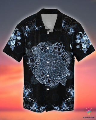 Gift For Turtle Lover Turtle Light Blue Hawaii Shirt Button Shirt NHD