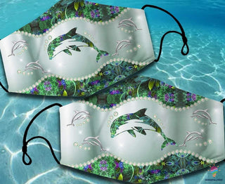 Dolphin Dimond And Flowers Dog Cloth Mask HG Dolphin Cloth Mask