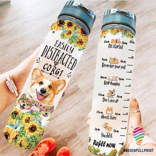 Easily Distracted By Corgi Cute Dog Water Track Bottle NHD