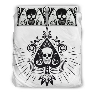Skull Tattoo Design White Bedding Set