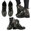 New Comfortable Lace Up Leather Boots Unicorn Skull 003