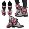 Red Skull Women's Leather Boots - designfullprint