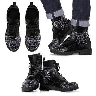 New Lace Up Comfortable Drummer Skull Boots - designfullprint