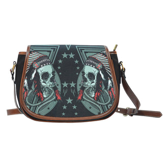 3D Skull Leather Cross-Body Carrying Strap Canvas Saddle Bags 002 - designfullprint