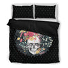 Flowers and Skulls Black Bedding Set
