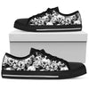 Skull Low Top Canvas Shoes 04 Women, White/Black - designfullprint