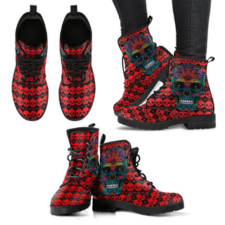 Sugar Skull Women's Leather Boots - designfullprint
