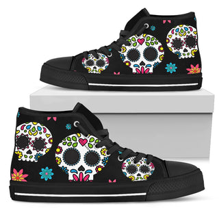 Mexican Sugar Skull Lightweight High Top Canvas Shoes 001 (Men & Women Size) - designfullprint
