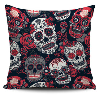 Red & White Skull Pillow Cover - designfullprint