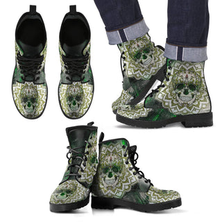 Skull Of Life Men's Leather Boots - designfullprint