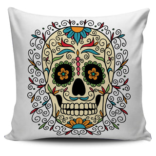 Flower Skull Pillow Cover