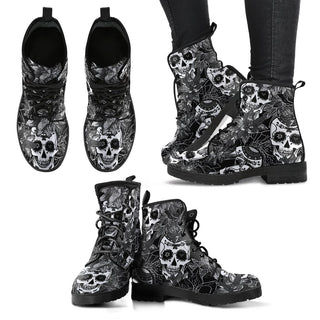 Sugar Skull Women's Leather Boots - designfullprint