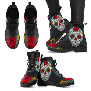 Sugar Skull Women's Leather Boots - designfullprint