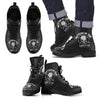 New Comfortable Lace Up Leather Boots Drum Skull - designfullprint