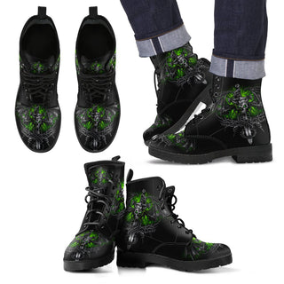 New Comfortable Lace Up Leather Skull Boots 012 - designfullprint