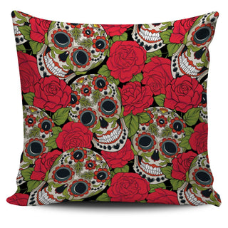 Rose Skull Pillow Cover - designfullprint