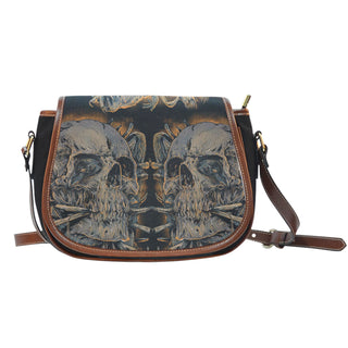 3D Skull Leather Cross-Body Carrying Strap Canvas Saddle Bags 005 - designfullprint