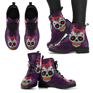 Sugar Skull Women's Leather Boots - designfullprint