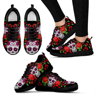 Red Roses Skull Sneakers